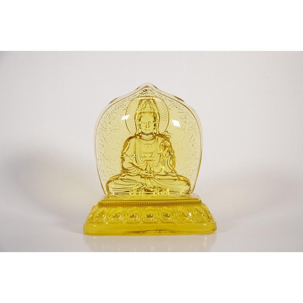 Tượng Phật Bà Quan Âm Bồ Tát để xe lưu ly hào quang nguyên khối - Cao 10cm