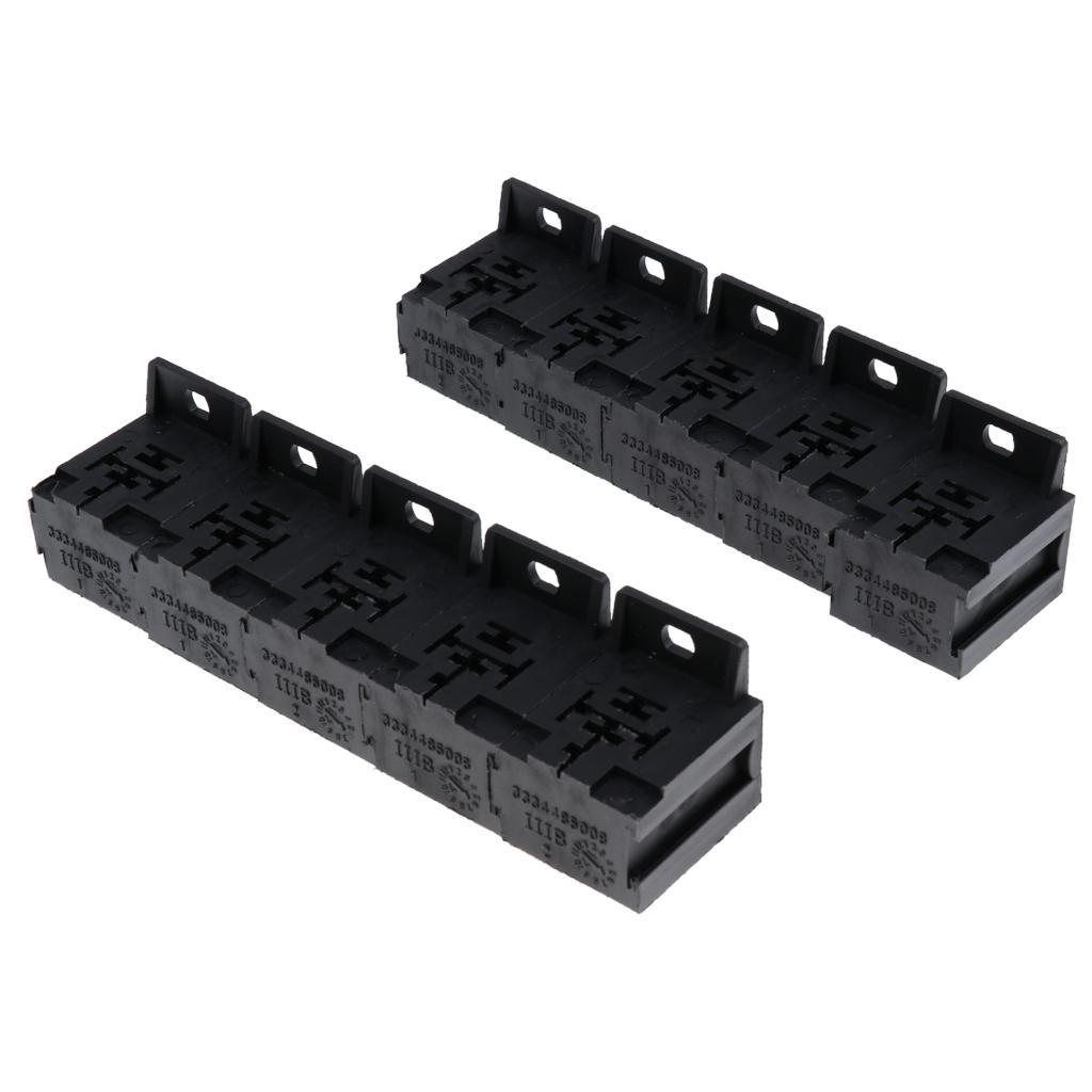 10 Pieces Automotive 5 Pin Relay Socket Holders with 6.3mm Copper Terminals