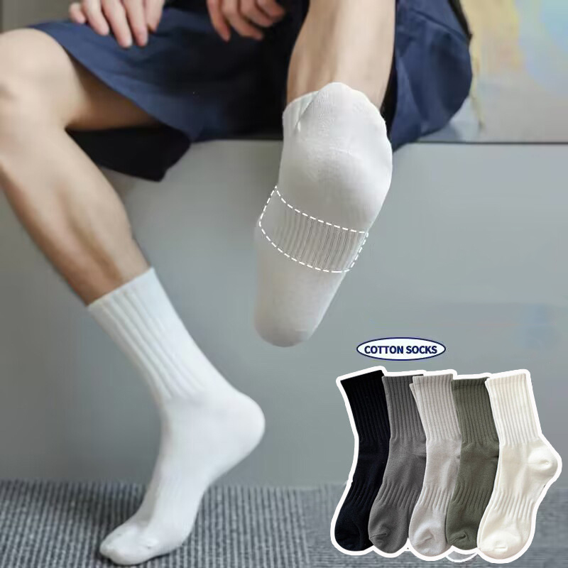 Combo 5 đôi tất vớ nam cổ trung loại dày chất liệu cotton cao cấp, thoáng khí thấm hút mồ hôi