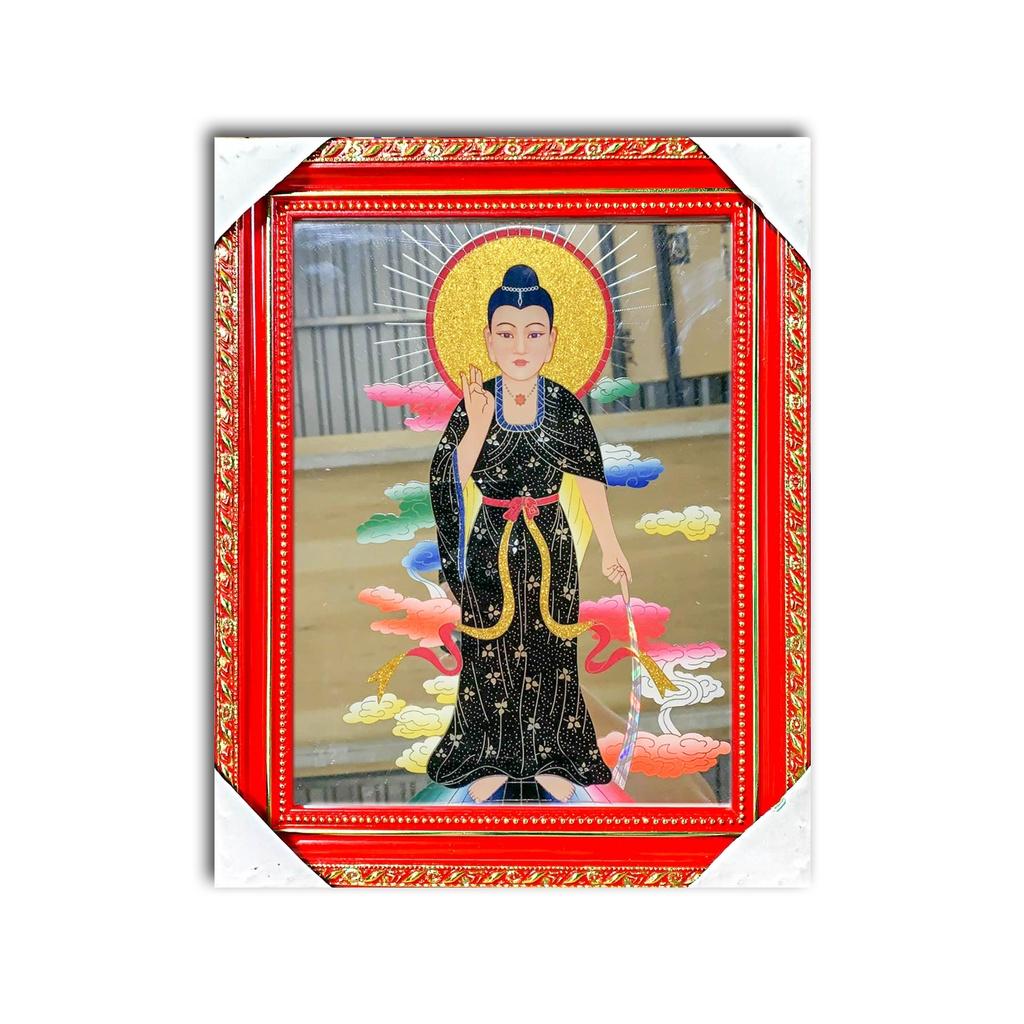Bài vị Địa Mẫu Nương Nương - Nền Gương - Tranh kiếng chạm - Độ mệnh - Khung gỗ