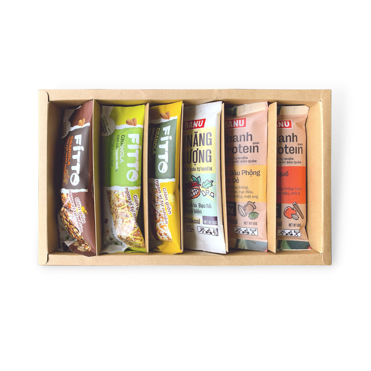 Combo Shark Box Fitto Gạo lứt - hạnh nhân và Thanh Protein BANU - Ngũ cốc dinh dưỡng thay thế các bữa ăn tiện lợi, tốt cho sức khỏe, phù hợp với người bận rộn, tập luyện thể thao