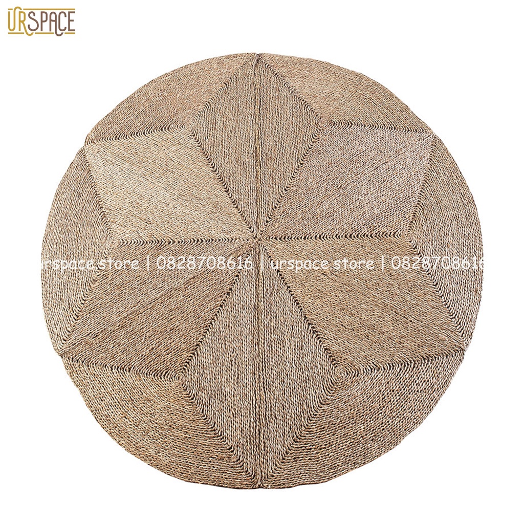 Thảm cói trải sàn URSPACE hình tròn trang trí phòng khách đường kính 120 cm