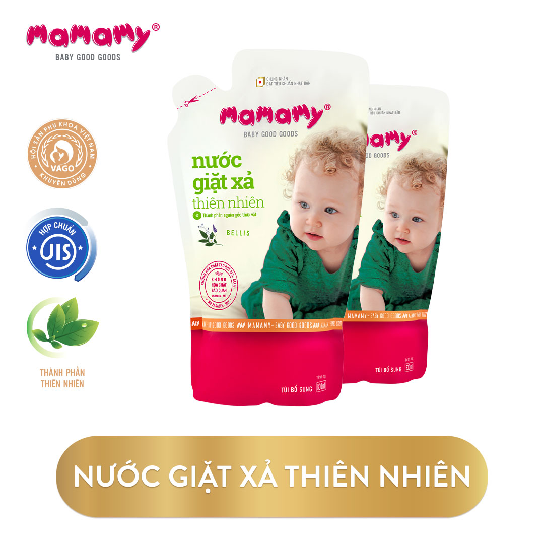 2 Túi bổ sung Nước giặt xả thiên nhiên Mamamy 800 ml