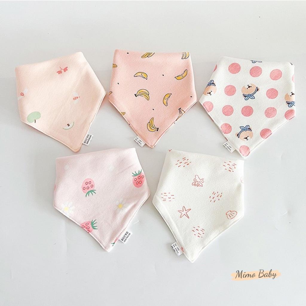 Set 5 yếm cổ tam giác chất liệu cotton in hình đáng yêu cho bé YC14 Mimo baby