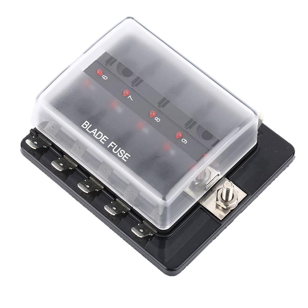 DC12V/24V 10 Way Standard Blade Fuse Box Holder for Car Boat Marine