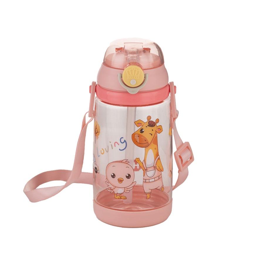 Bình Đựng Nước Cho Bé Hokori 450ml Siêu Cute Tích Hợp Ống Hút Kèm Dây Đeo