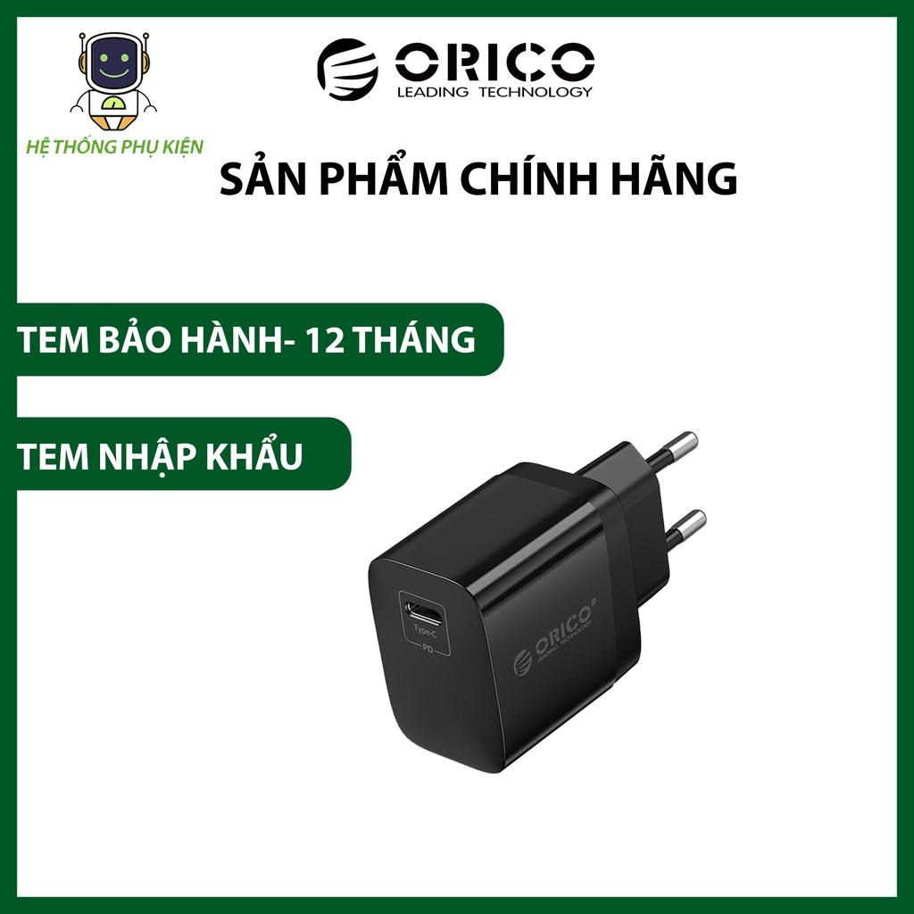 Sạc Nhanh 1 Cổng Type-C 20W ORICO PV20-C Hàng Chính Hãng