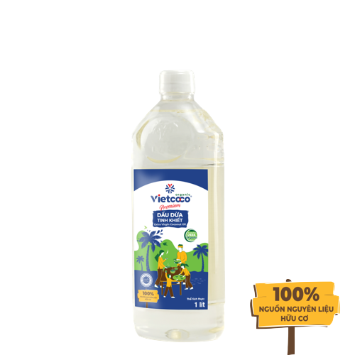 DẦU DỪA TINH KHIẾT ORGANIC VIETCOCO, PET - 1 LIT