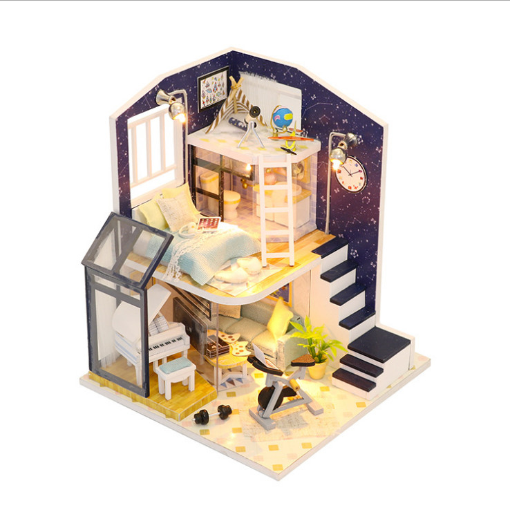 Mô hình nhà DIY Doll House Shining Star Kèm Mica Chống bụi