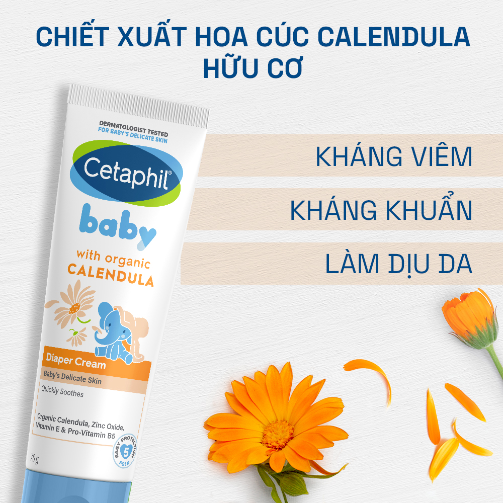 Kem chống hăm tả dịu lành CETAPHIL BABY DIAPER CREAM CALENDULA 70G