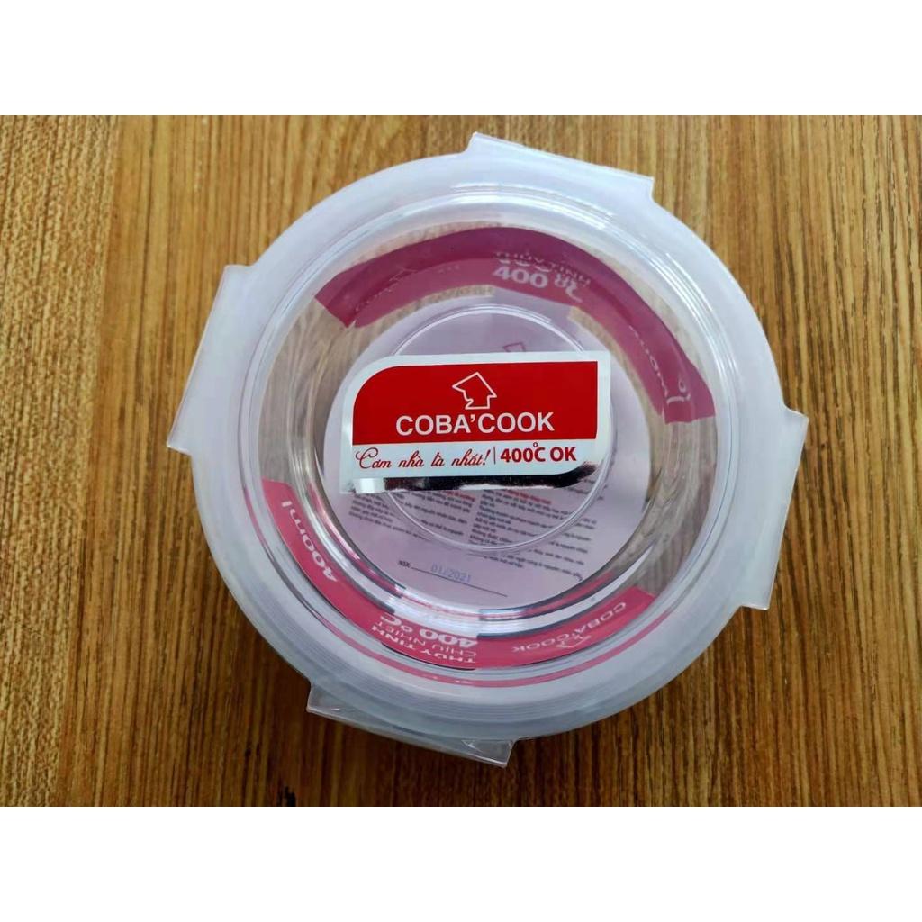 Hộp thủy tinh hộp đựng cơm trữ thức ăn chịu nhiệt COBA'COOK hộp tròn 950ml- CBHR950