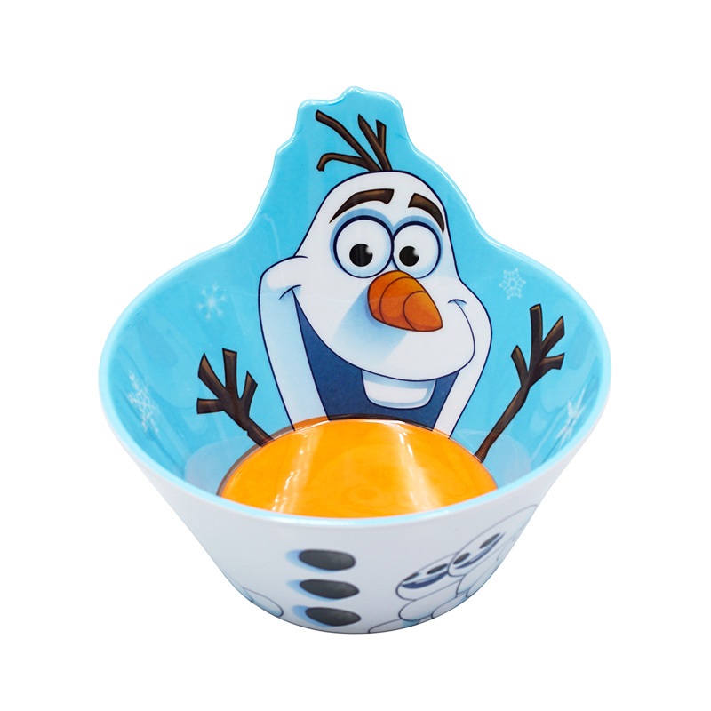 Chén nhựa Melamine hình người tuyết Olaf Frozen nổi 3D màu trắng xanh cho bé gái và bé trai - 46P8NOL2457