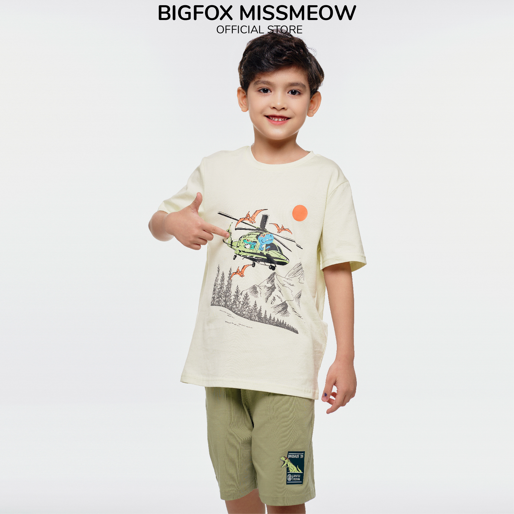 Set bộ bé trai Bigfox Miss Meow mùa hè cộc tay chất cotton size đại 7,9,11 tuổi 30kg 40kg