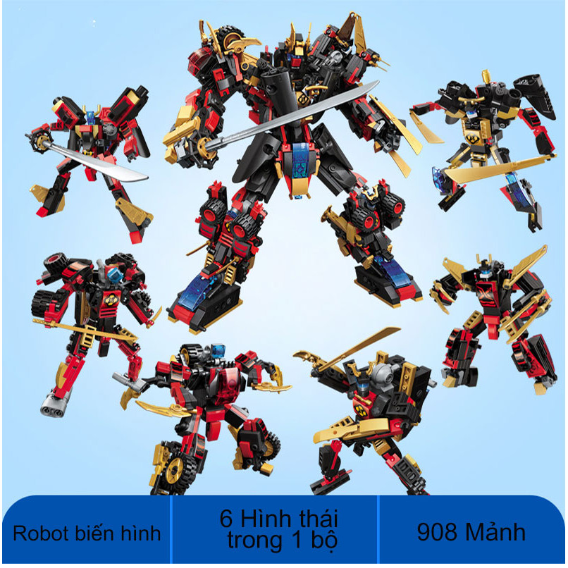 đồ chơi lắp ráp  xếp hính Robot Biến Hình 6 trong 1 với hơn 900 chi tiết Bằng nhựa ABS an toàn 