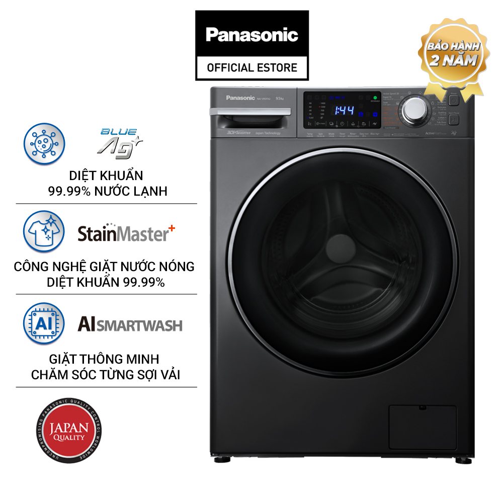 [Lắp đặt trong vòng 24h] Máy Giặt Cửa Trước Panasonic 9.5Kg NA-V95FX2BVT - Diệt Khuẩn 99.9% - Hàng chính hãng