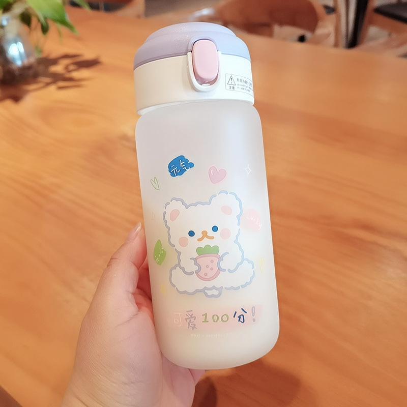 450Ml Kính Mờ Nước Uống Chai Kid Bé Gái Không Chứa BPA Sáng Tạo Mờ Nước Đi Học Cốc Cà Phê trà