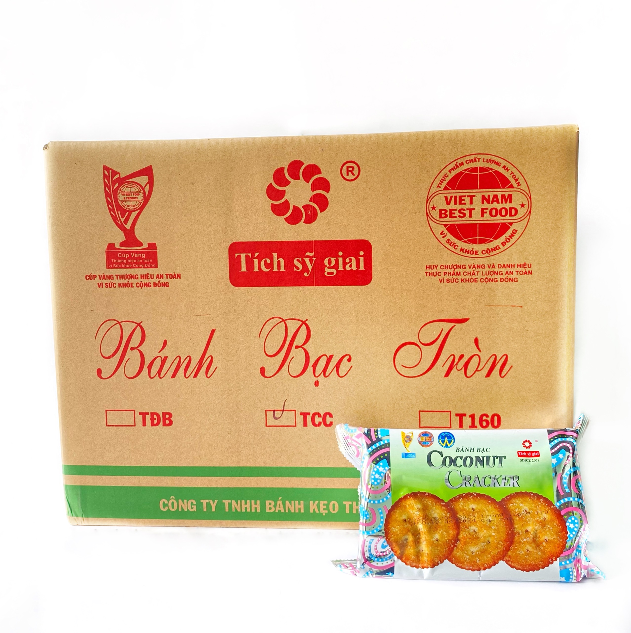 Thùng bánh quy đường Coconut Tích Sỹ Giai 170gr cao cấp