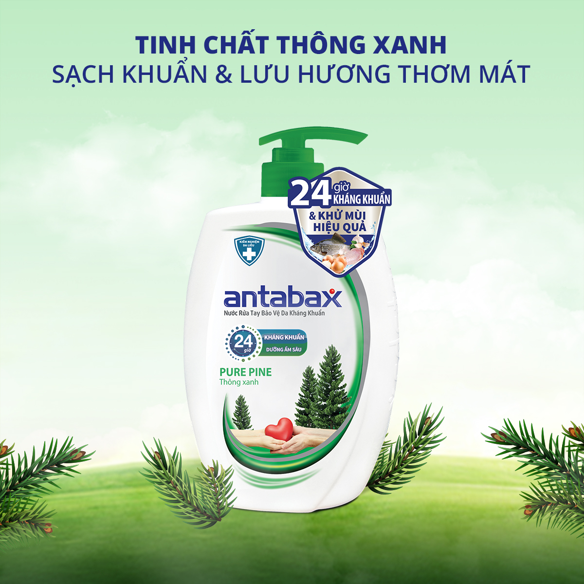 Nước Rửa Tay Bảo Vệ Da Kháng Khuẩn Antabax Pure Pine Thông Xanh 500ml