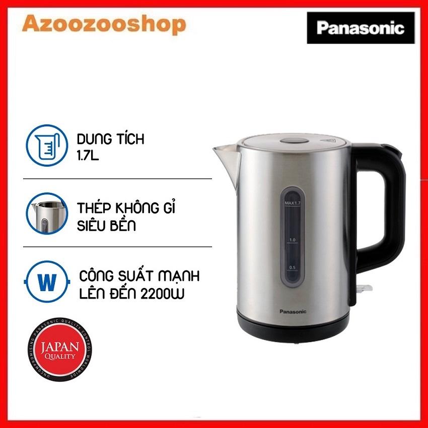 Ấm Đun Siêu Tốc Panasonic NC-K301SRA - 1.7L - Thép Không Gỉ Siêu Bền - Công Suất Mạnh Lên Đến 2200W - Hàng Chính Hãng