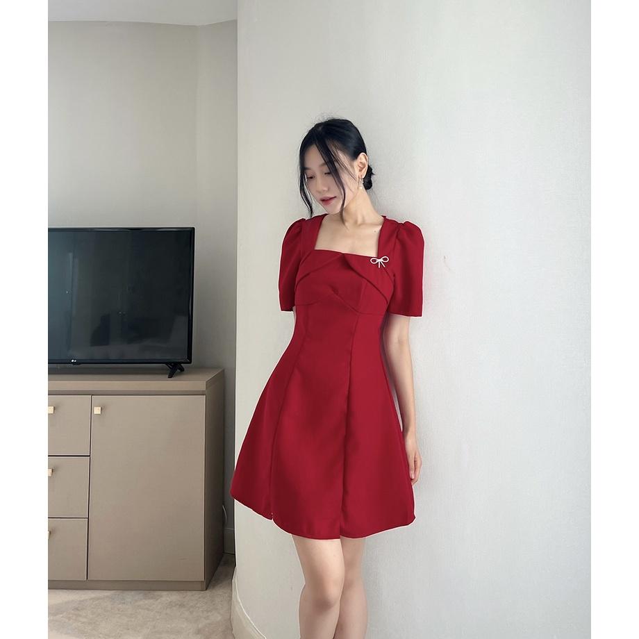 BBSTORE'S Đầm Xòe Ngắn Cổ Vuông Dự Tiệc Sang Trọng -D1300S