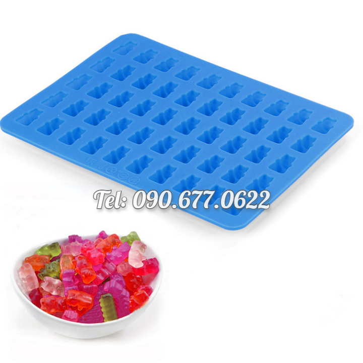 Khuôn silicone làm rau câu, kẹo dẻo chip chip, socola 50 gấu con – Mã số 1222