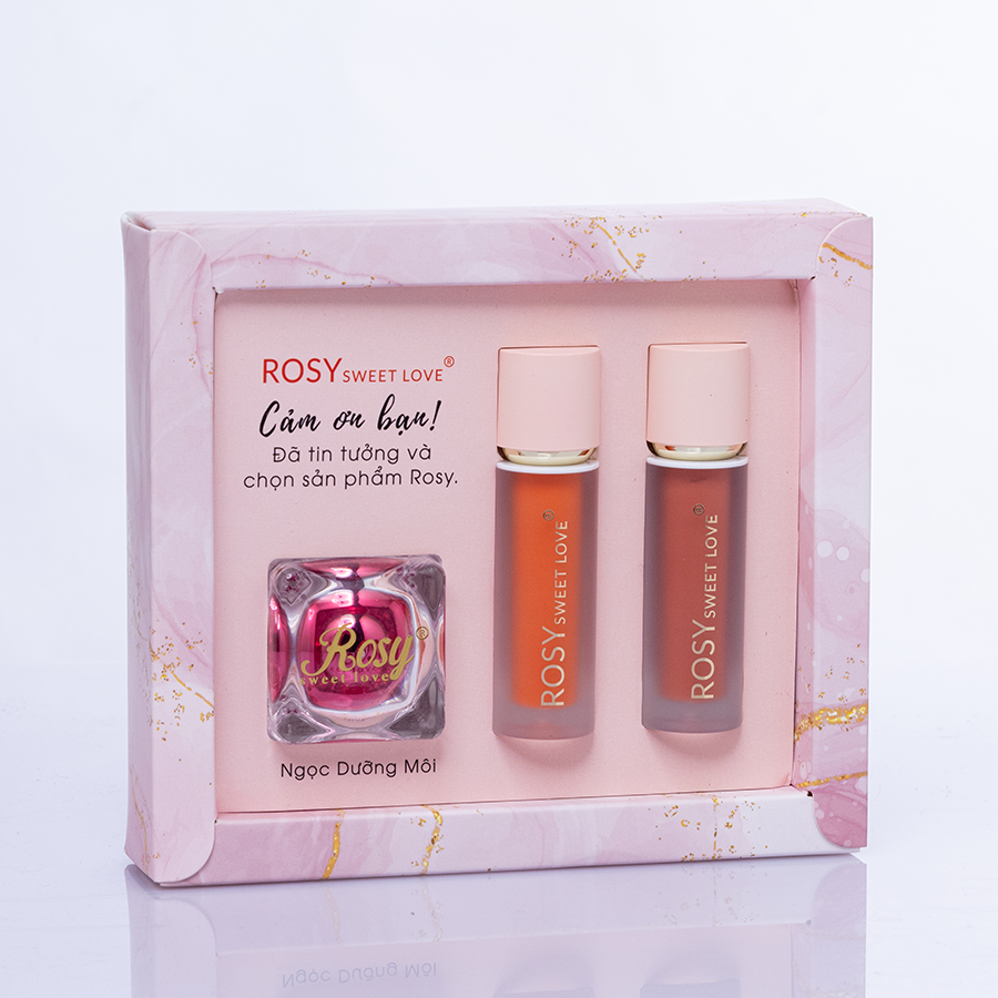 Son kem ROSY LUXURY VELVET LIPS set 2 cây son + 1 hũ dưỡng môi