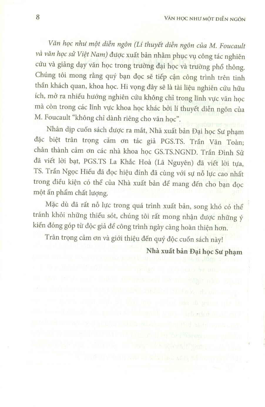 Văn Học Như Một Diễn Ngôn - Lý Thuyết Diễn Ngôn Của M.Foucault Và Văn Học Sử Việt Nam (Bìa cứng) - Trần Văn Toàn (ĐHSP)