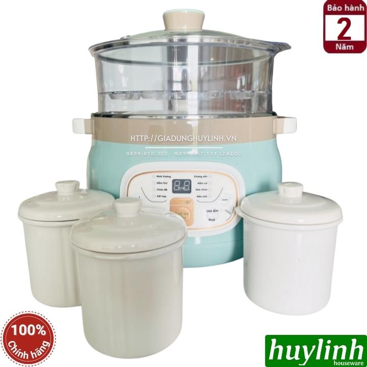 Nồi nấu chậm - chưng yến cách thuỷ Bennix BN-22CWG - thố lớn 2.2 lít - 3 thố nhỏ 0.45 lít - Hàng chính hãng