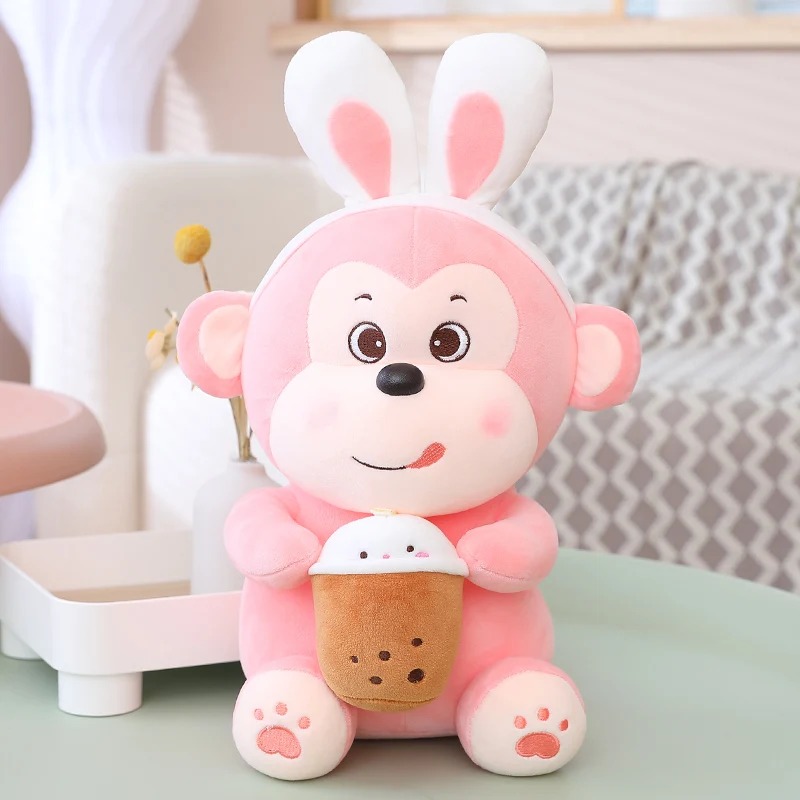 Thú nhồi bông khỉ ôm bình sữa dễ thương - Size từ 45cm đến 75cm - Quà tặng gấu bông khi ôm bình sữa đáng yêu