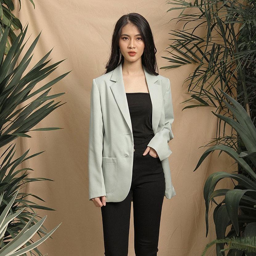 Áo khoác blazer nữ dài tay, áo vest túi hộp dang suông , ford Hàn Quốc cao cấp, TK Fashion - Vest K248.1