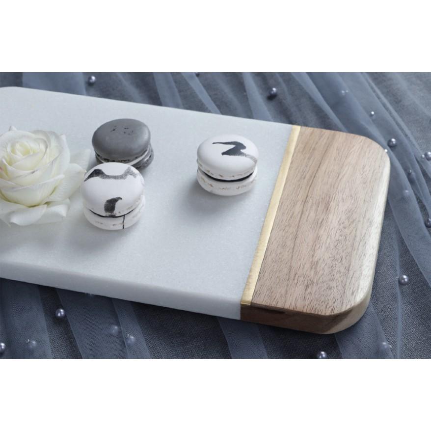 Khay thực phẩm kiêm thớt nấu ăn 2 trong 1 gỗ đá CHOPPING BOARD MARBLE DELUXE - AsiaMart