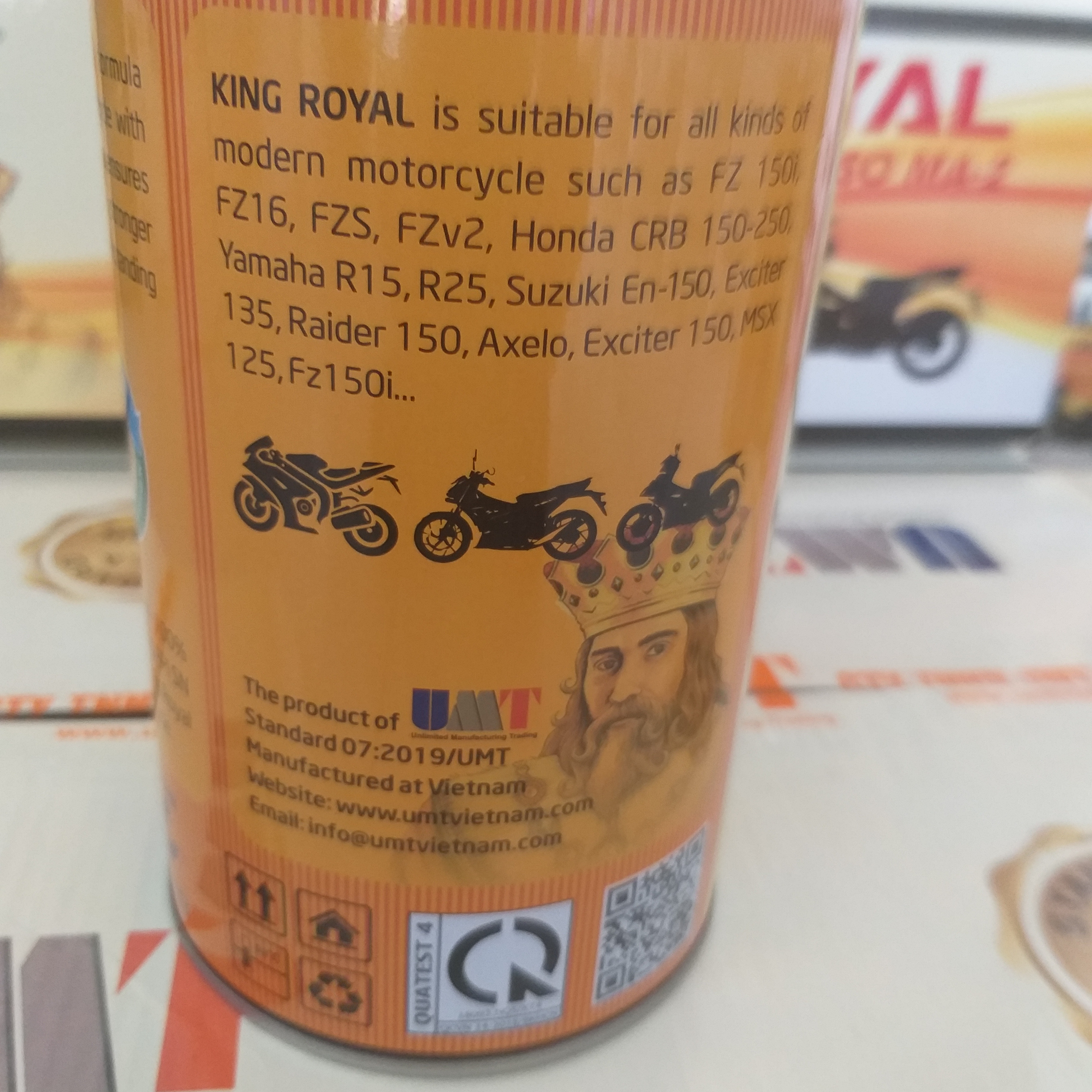 Dầu nhớt xe máy tổng hợp KING ROYAL cấp chất lượng API SN, SAE 5W-40, JASO MA-2