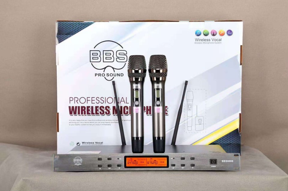 Micro không dây BBS 9000 - Mic karaoke gia đình, sân khấu - Độ nhạy cao, bắt sóng xa, chống hú rít - Thiết kế sang trọng, bắt mắt -  Dễ dàng phối ghép với các thiết bị âm thanh khác