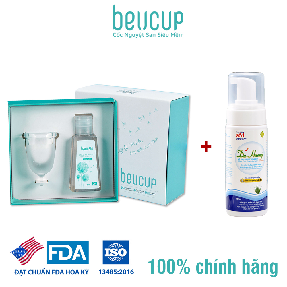 Combo Cốc Nguyệt San BeUcup Siêu Mềm Và Dung Dịch Vệ Sinh Phụ Nữ Dạ Hương 180ml Chính Hãng JN-CBB01