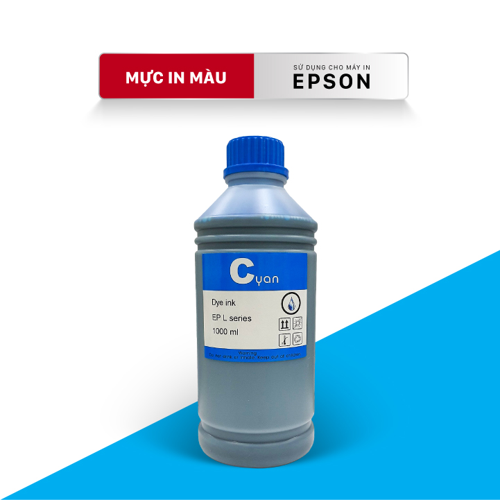 Bộ 4 Màu Cyan-Magenta-Yellow-Black_Mực nước cho dòng máy Epson 4 màu - Chai 1L-DYE ink
