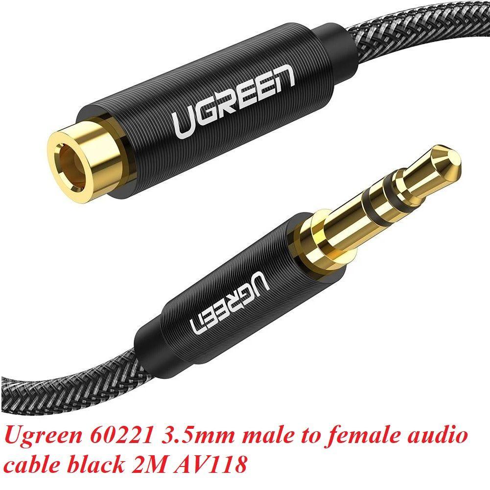 Ugreen UG60221AV118TK 2M 3.5mm nối dài đầu nhôm Cáp âm thanh màu đen - HÀNG CHÍNH HÃNG