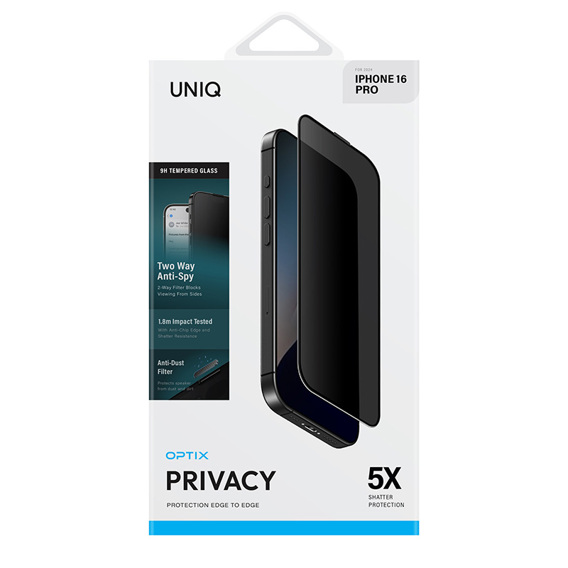 Kính Cường Lực UNIQ OPTIX PRIVACY Cho iPhone 16/ 16 Plus/ 16 Pro/ 16 Pro Max Chống Nhìn Trộm Độ Rõ Nét Được Tối Ưu Hoá Hàng Chính Hãng