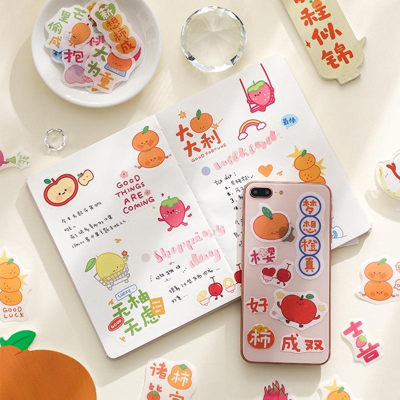 Set 40 miếng dán họa tiết trái cây hoạt hình dễ thương trang trí sổ tay DIY