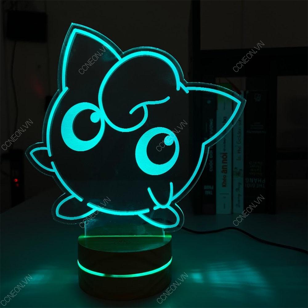 Đèn Led 3D Pokemon Jigglypuff - Đèn Led 16 Màu Hình Nhân Vật Hoạt Hình, Đèn Ngủ Led 3d, Cảm Ứng , Điều Khiển Từ Xa
