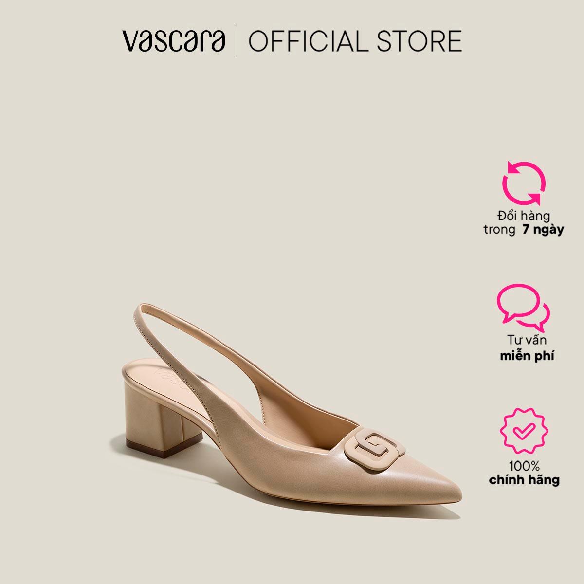 Vascara Giày Slingback Gót Trụ Nhấn Trang Trí - BMN 0605