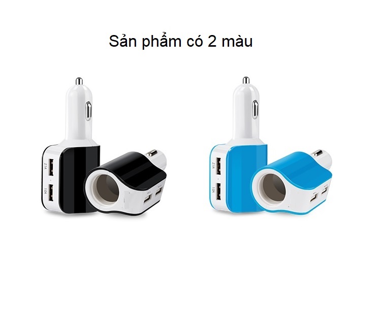 Tẩu sạc nhanh 3in1 thông minh cắm USB thông minh cao cấp A68 (tặng gương cầu lồi mini gắn gương chiếu hậu ô tô)