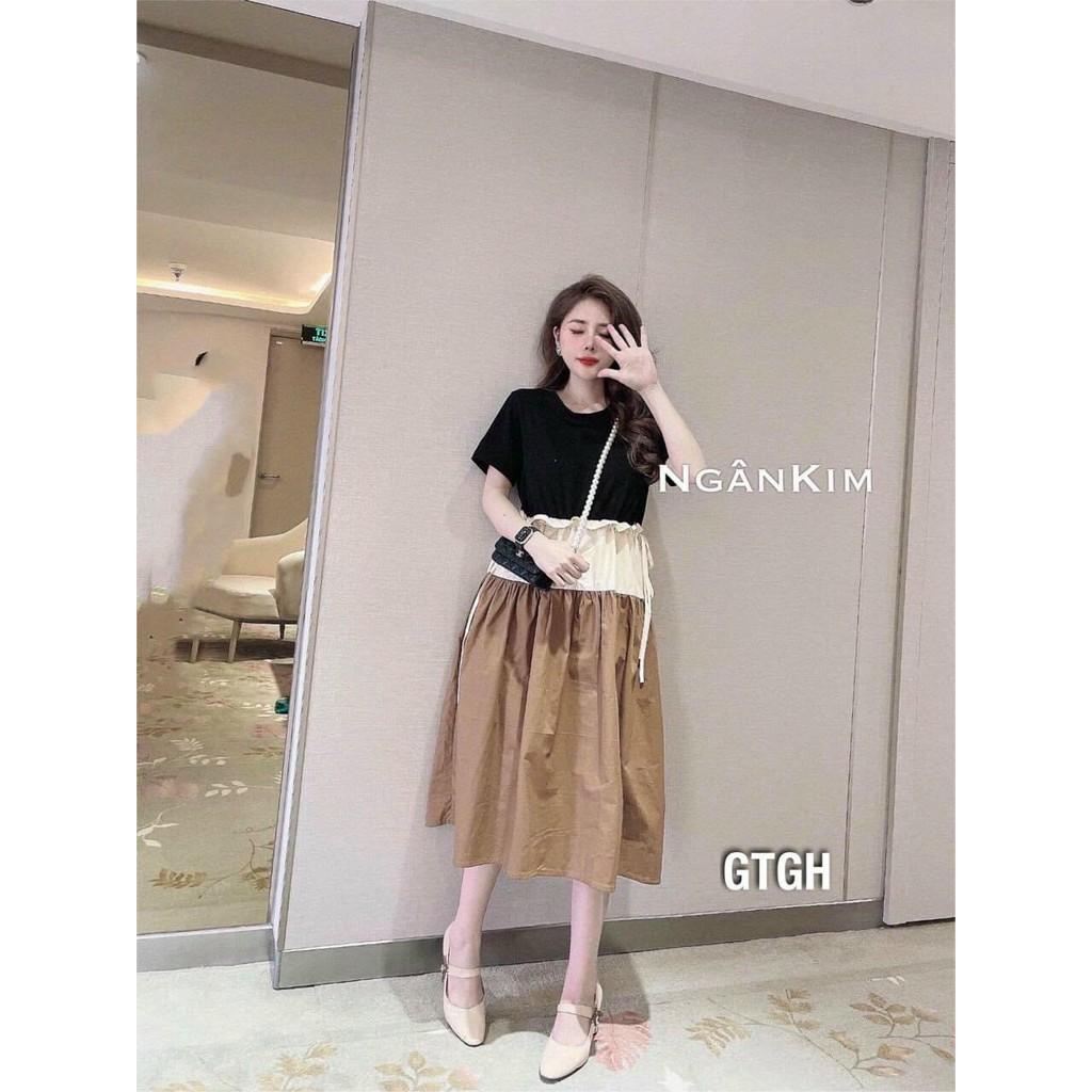 Váy bầu thời trang thiết kế suông giá rẻ cộc tay mùa hè