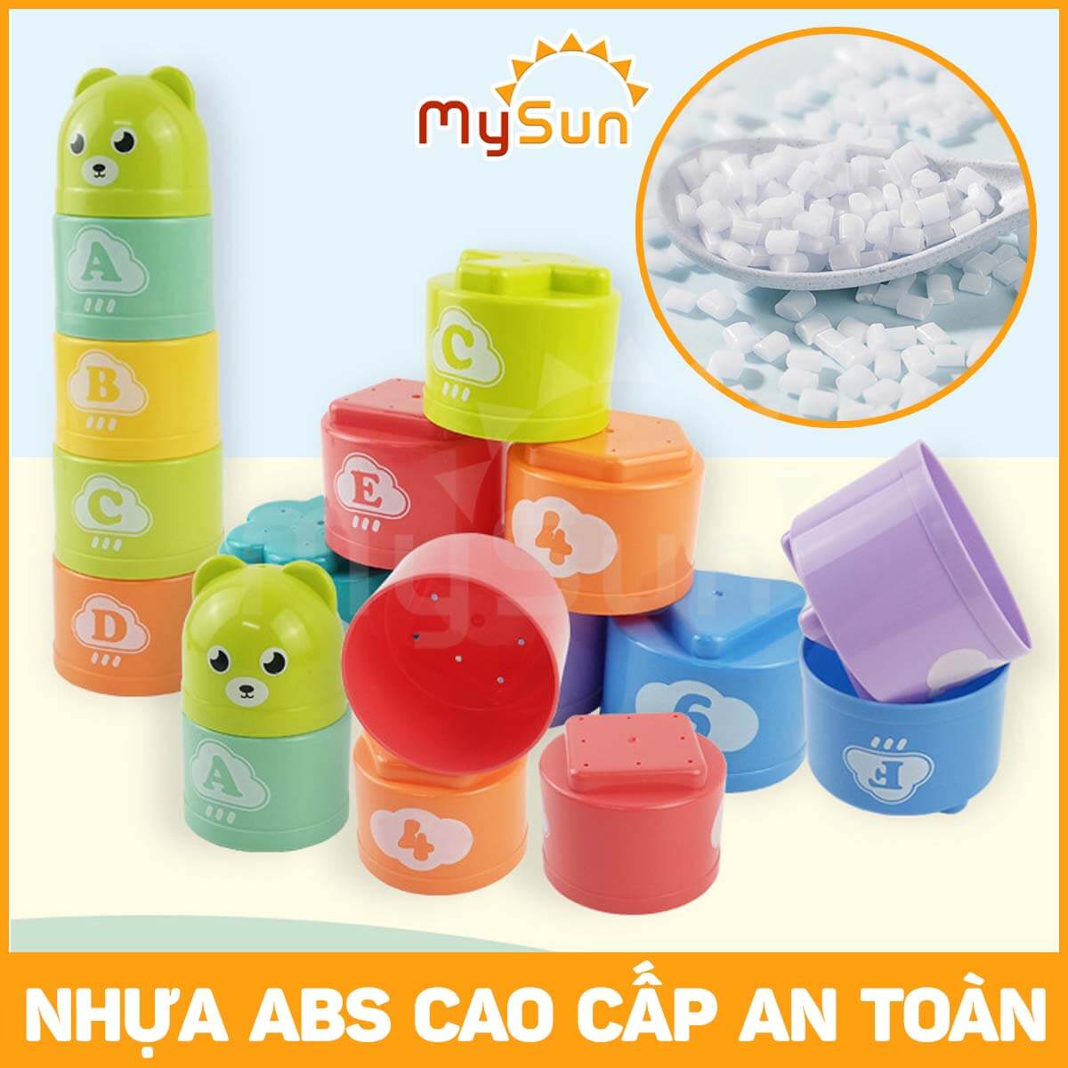 Đồ chơi xếp tháp chồng cốc thông minh giáo dục trí tuệ  cho bé học tập đếm số và chữ cái cho bé MySun