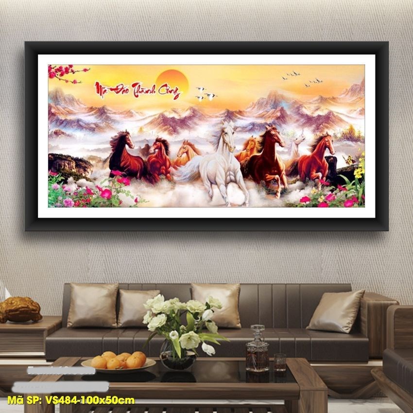 Tranh đính đá mã đáo thành công VS484 - 100 x 50 cm - chưa đính