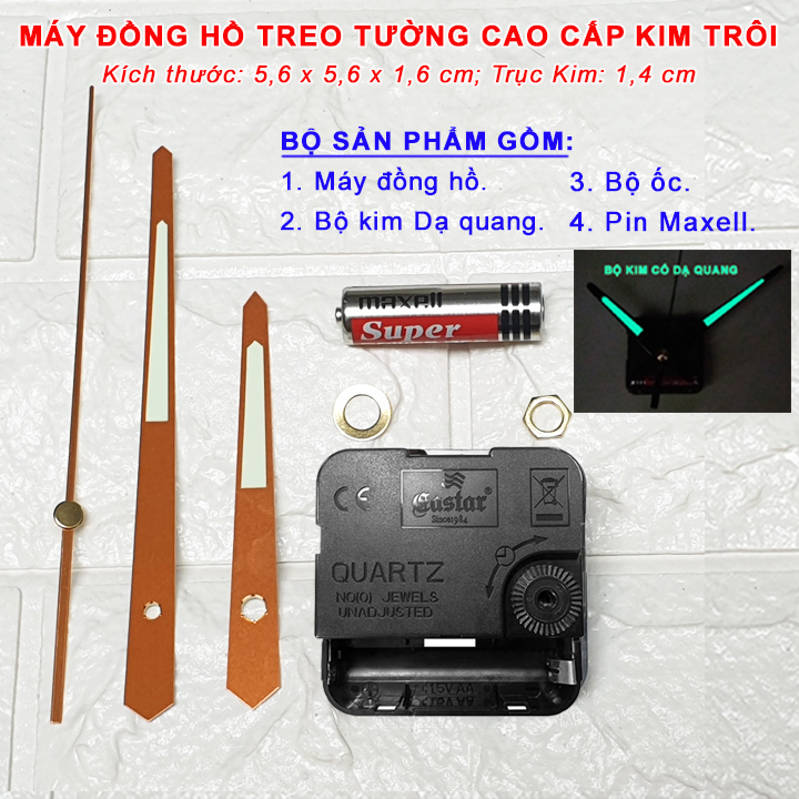 Mua MÁY ĐỒNG HỒ TREO TƯỜNG KIM TRÔI CAO CẤP EASTAR – BỘ KIM VÀNG ...