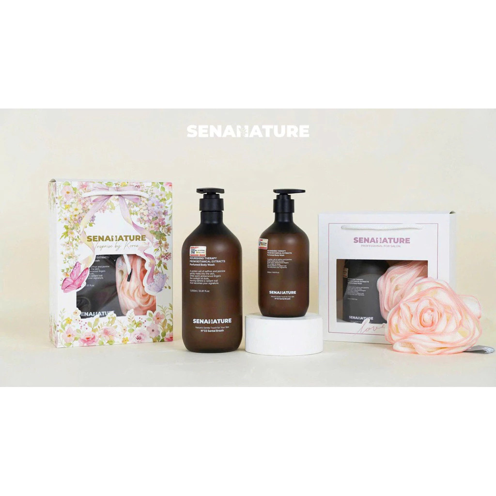 (Set quà tặng) sữa tắm nước hoa Senanature 500ml/1000ml (nâu) SENANATURE NOURISHING THERAPY FROM BOTANICAL EXTRACTS