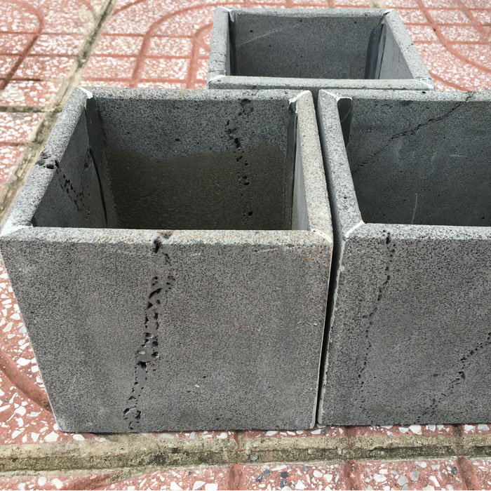 Set 3 chậu cây treo tường hình vuông 15x15x15cm bằng đá ong xám tự nhiên