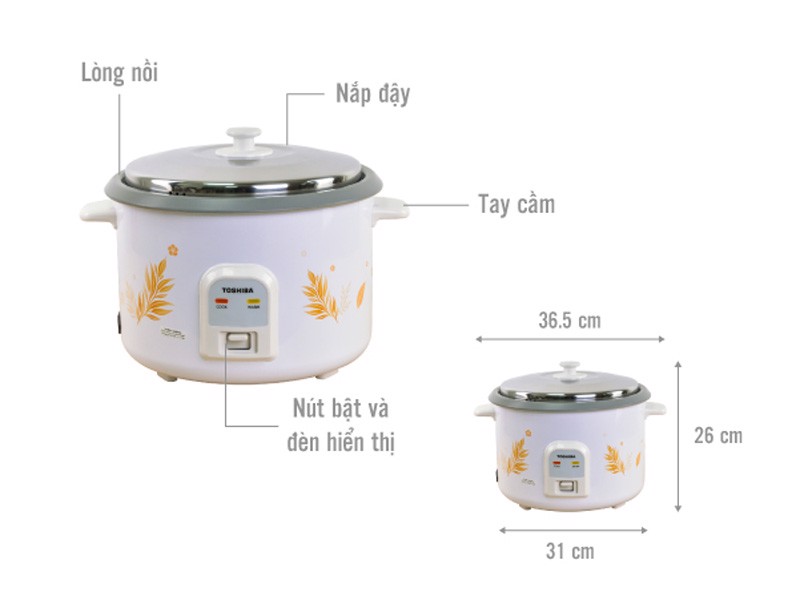 Nồi cơm điện Toshiba RC-28MH1PV - Dung tích 2.8 Lít - Lòng nồi phủ chống dính dày 1 mm - Hàng chính hãng