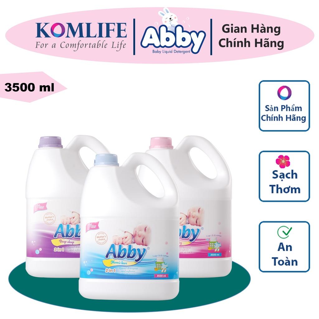 Nước giặt xả mẹ và bé 3500 ml ABBY Hồng an toàn, làm mềm vải, hương thơm dịu nhẹ, sạch vết bẩn trẻ em