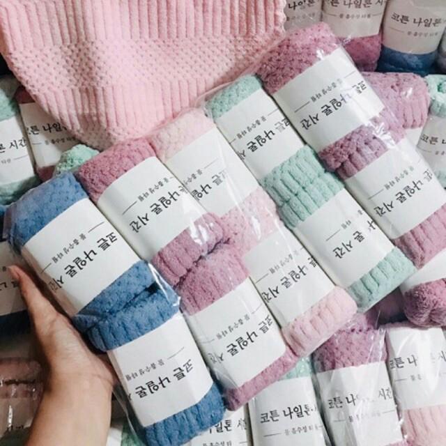 Combo 5 Khăn mặt hàn Quốc chất cotton siêu thấm, kích thước 30x50cm